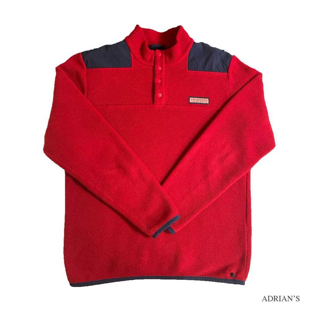 Vineyard Vines Fleece Red | Quarter Zip